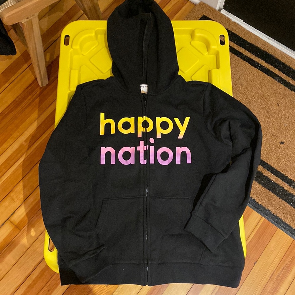 NWT Happy Nation Zip Up Hoodie